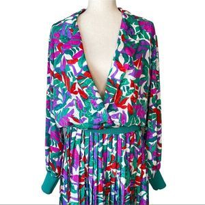 Set✨ Pleated Midi Skirt/Blouse Removable Panel Vintage Glamour Size 14